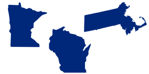 Massachusetts, Minnesota, and Wisconsin