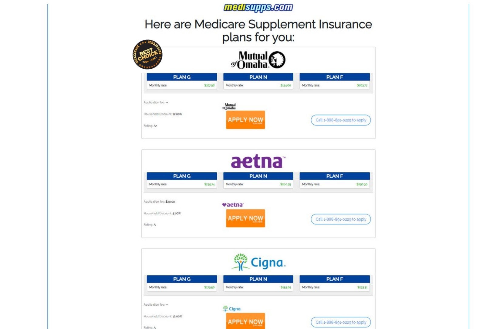 Medicare supplement rates